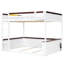 Grand lit superposé en bois blanc avec tablettes, boîte de rangement, DEL et crochets pour une configuration de chambre à coucher multifonctionnelle Assemblage simple avec éclairage intégré, station de charge, vêtements en métal-1816328673