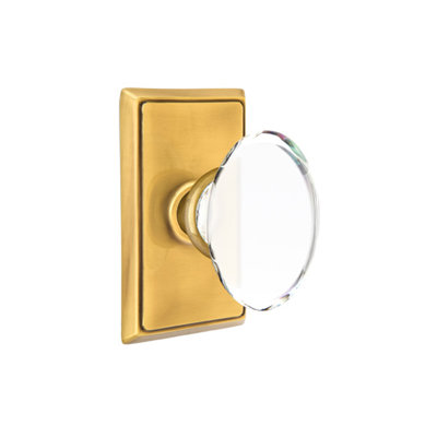 Ensemble de boutons de passage Emtek avec rosette rectangulaire et bouton en verre Hampton