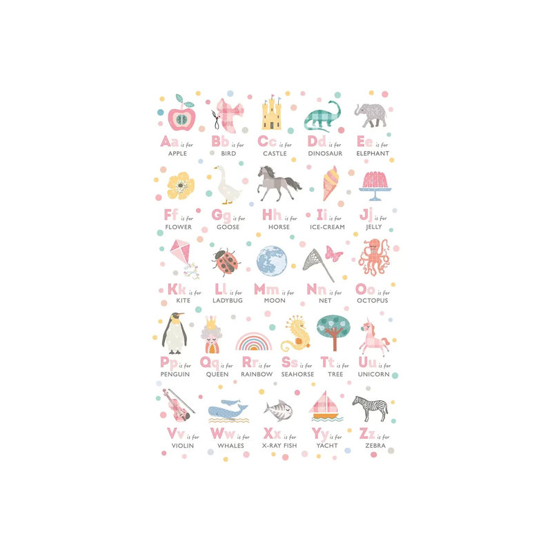Girls Illustrated Alphabet by PaperPaintPixels - Wrapped Canvas Print, 20.32 cm H x 30.48 cm W