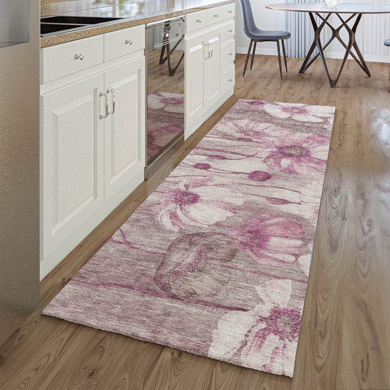 Premium Machine Washable Prisco Plum Rug, Runner 2'3" x 7'6"