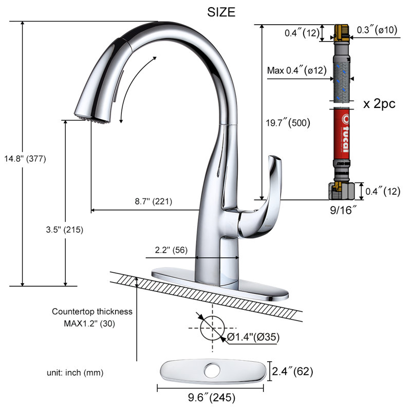 WOWOW Pull Down Kitchen Faucet, Chrome