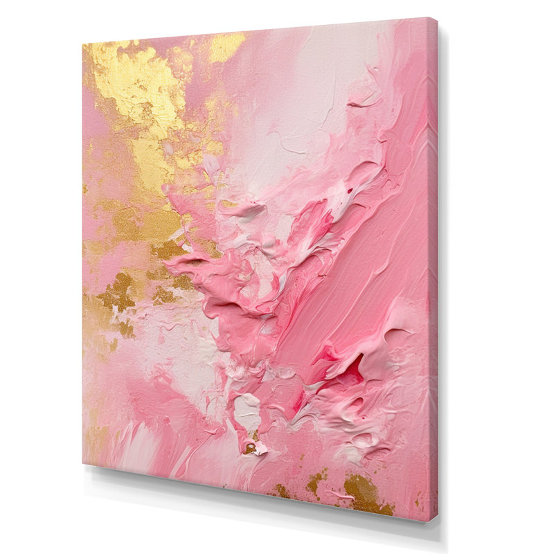 Rose et or «Energies nouvelles III», reproduction sur toile, H 40 po x l 30 po x P 1,5 po, Toile tendue