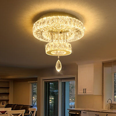 2-Tier Round Crystal LED Chandelier