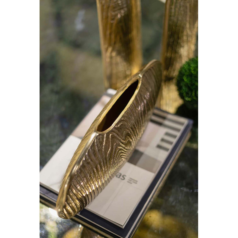 Brittnae Aluminum Table Vase, 6.7" H x 15.9" W x 3.7" D, Bright Gold