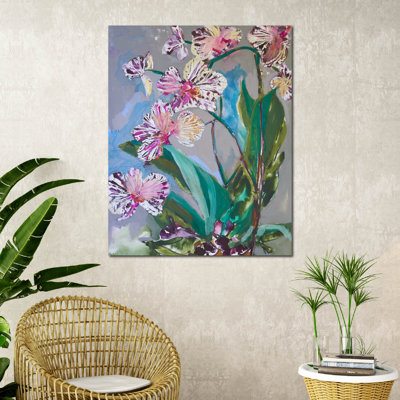 Orchidées et iris I, toile tendue avec châssis
