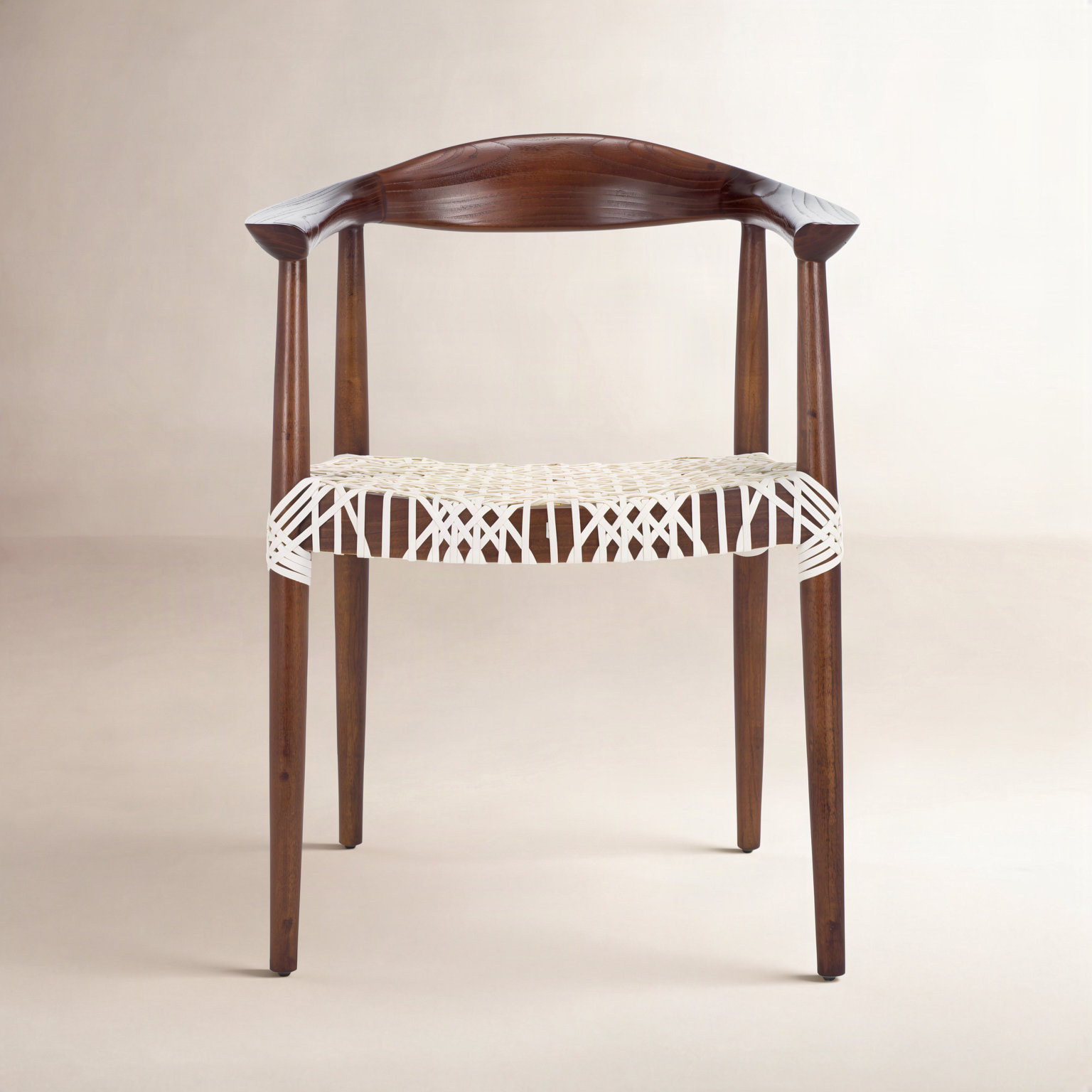 Kazbah Genuine Leather Dining Armchair, Brown/White