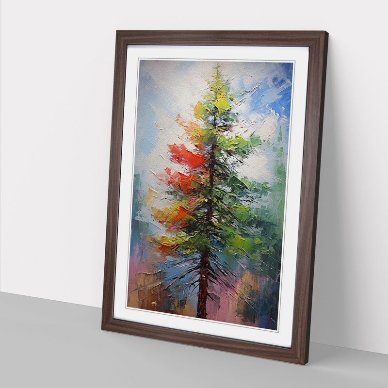 Pine Tree Action Painting No.2 Framed Print, 46cm H x 34cm W x 2cm D, Walnut Framed