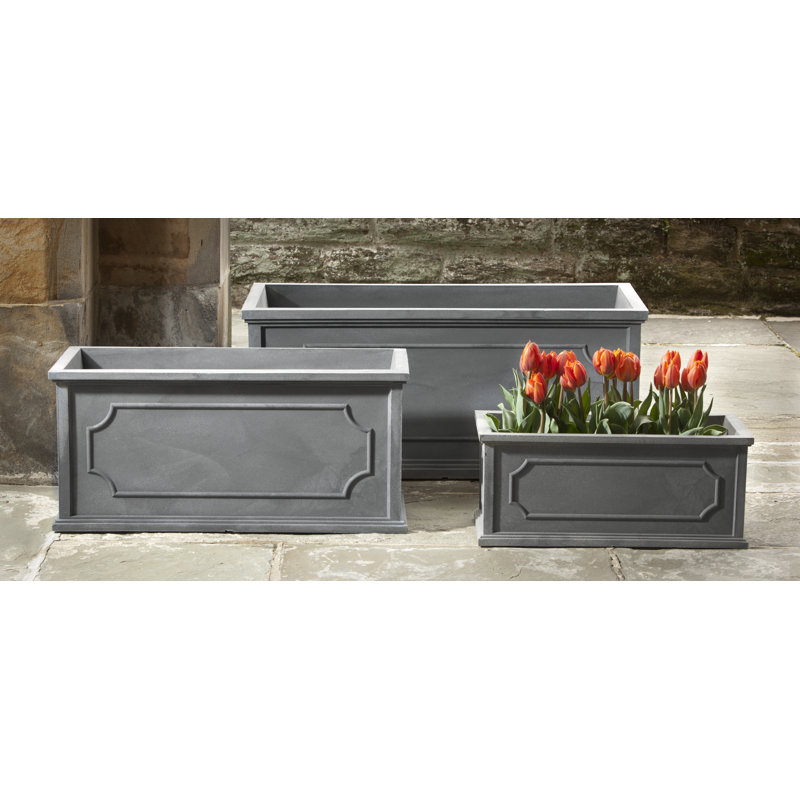 Ensemble de jardinières en fibre de verre 3 pièces Ashdown, H 17 po x l 40 po x P 16 po, Plomb