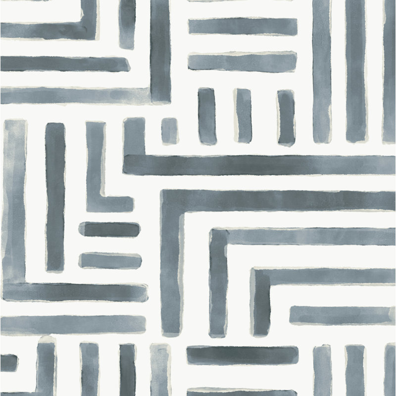 Rouleau de papier peint lisse Painterly Labyrinth L 27 pi x l 27 po, Turquoise