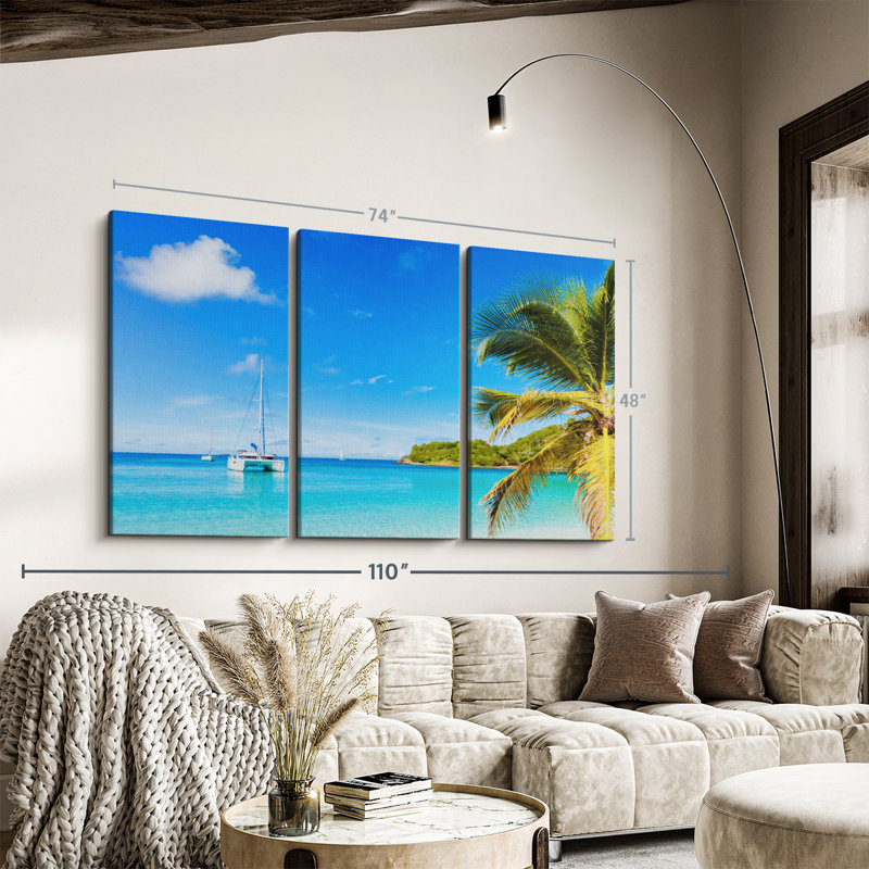 «Salt Whistle Bay Seascape», 3 pièces, H 48 po x l 74 po