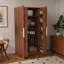 Armoire de cuisine 62,99 po, buffet autoportant avec tablettes réglables, armoire de rangement à finition noyer pour la cuisine, la salle à manger et le salon-1660221955