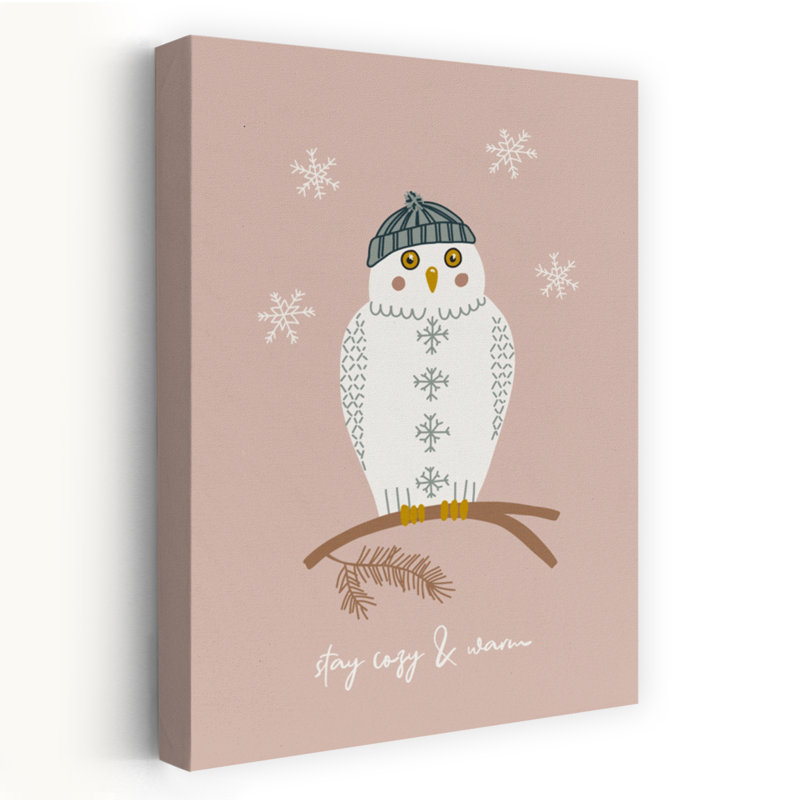 Art contemporain, oiseau et hibou, H 12 po x l 8 po, Rose