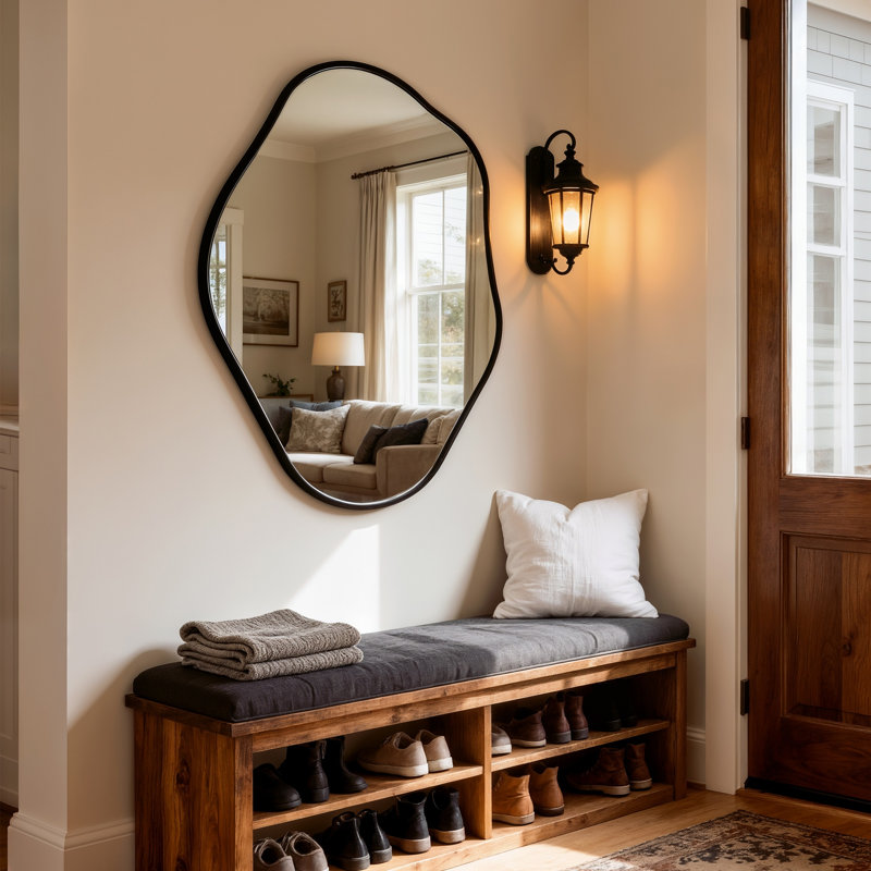 Aluminum Frame Asymmetrical Wall Mirrors, 67.5x90cm
