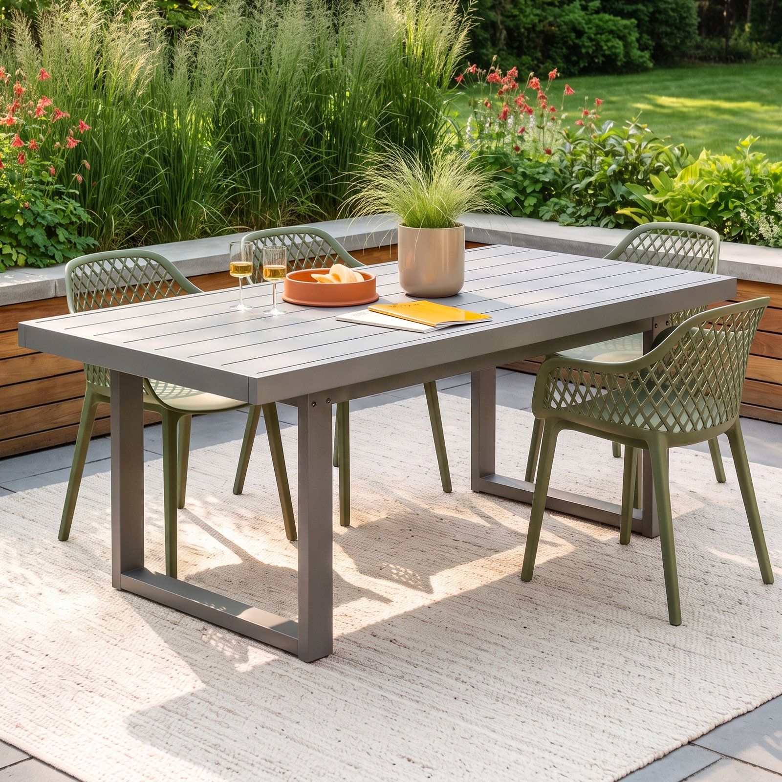 POLYWOOD® Edge 78" Patio Dining Table, Gray