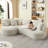 Luxury 4 - Seat L Shape Sectional Sleeper, Corduroy Fabric, Cream, Sponge Support, No Assembly For Living Room Curved Corduroy, Pocket Spring, Reception-1363293015