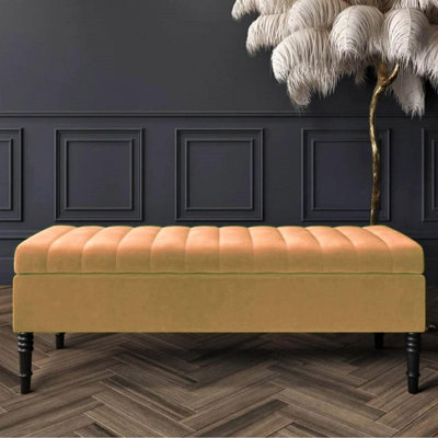 Chesterfield Ottoman Storage Box - Plush Velvet Blanket box - Shoe Bench - End of Bed Bench