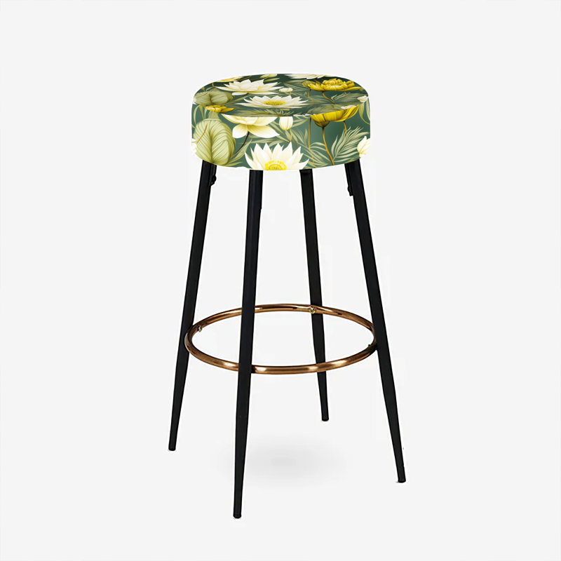 Ensemble de 2 tabourets de bar botaniques blancs et verts Retreat Oasis