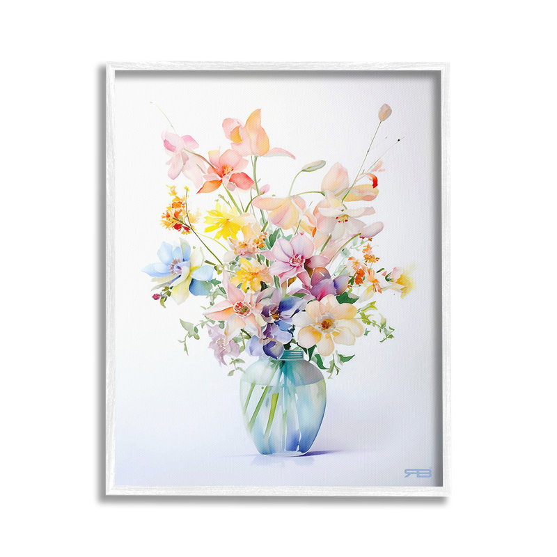 Simple Spring Florals, art de la giclée encadrée par RB, Giclée encadrée blanc bord de mer, H 20 po x l 16 po