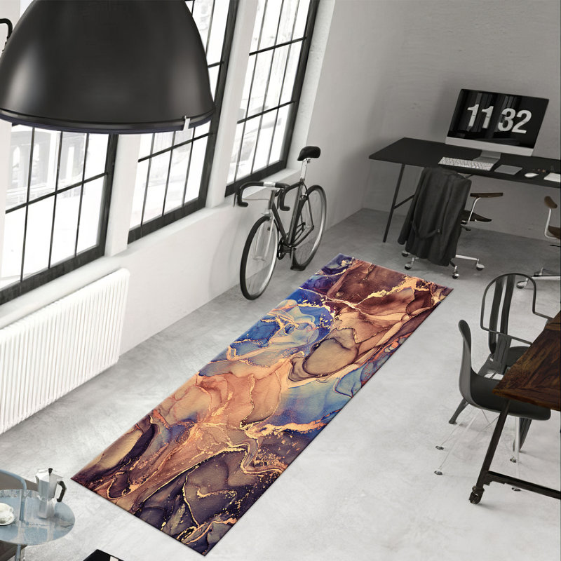 Non-Woven Soft Printed Rug with Intricate Floral Design and Vibrant Color Palette for Aesthetically Pleasing Home Decor