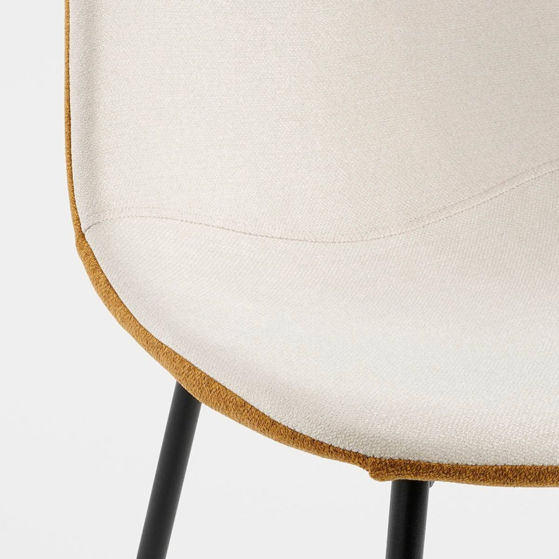 Ihlen 40cm H Polyester Upholstered Side Chair, White/Orange