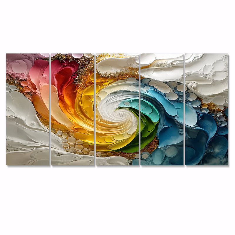 «Vortex rose de la vie accentué de bleu II», ensemble d'art sur toile à spirales abstraites, H 28 po x l 60 po