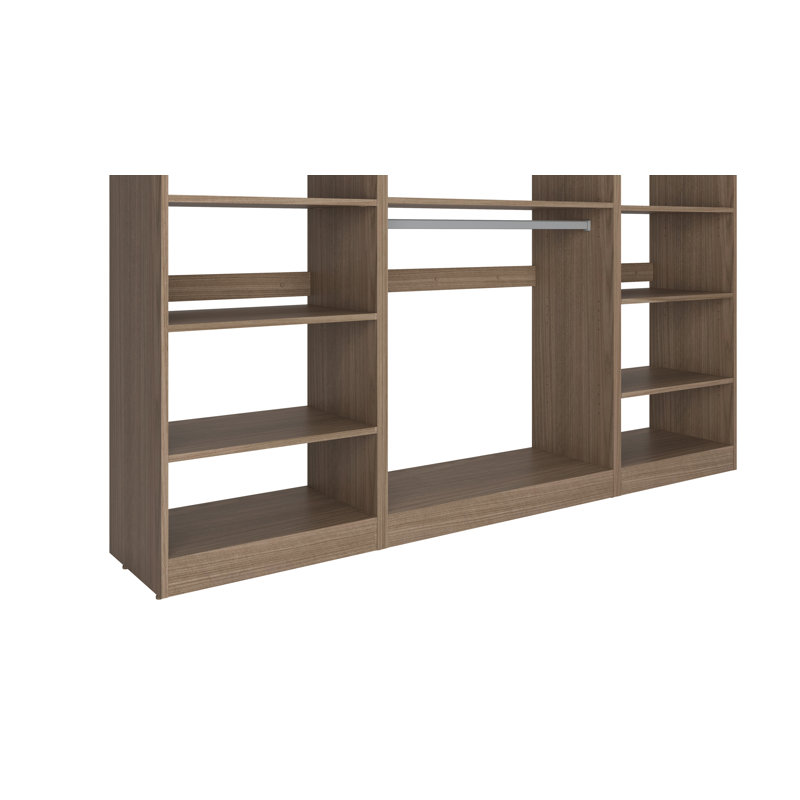 Closet System Reach-In Sets 24/36/24 Inches, 84"H x 84"W x 16"D, Brown