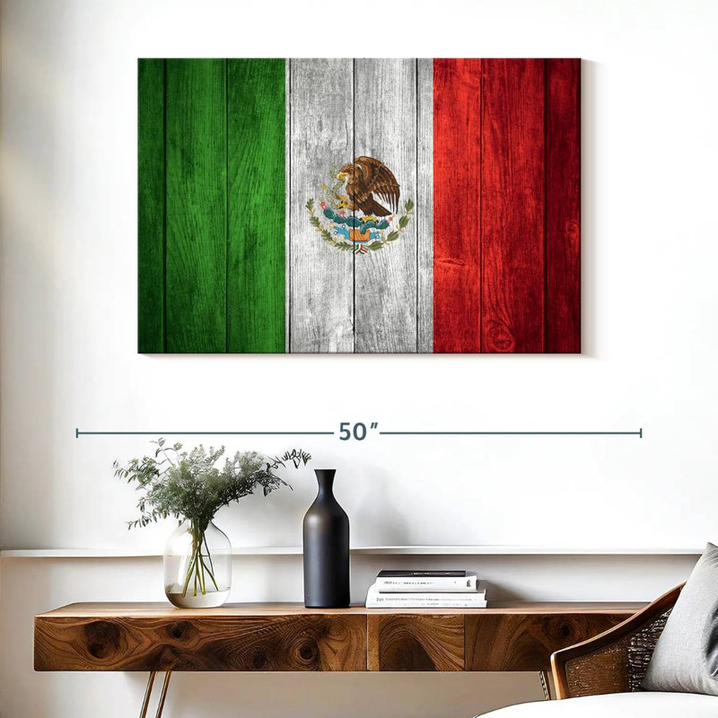 Borges Rustic Mexico Flag, 26" H x 39" W