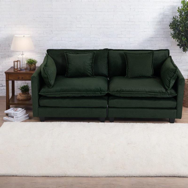 Canapé d'angle robuste vert antique, canapé-lit en chenille pour la maison