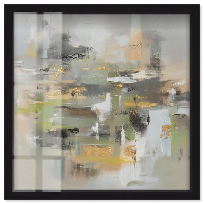 Décoration murale abstraite «Moss Agate I Shadowbox Print» par Art Remedy, cadre noir, 30 x 30