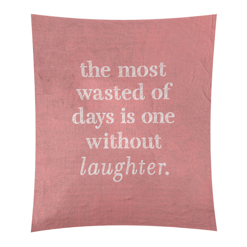 Tapisserie en polyester pour citation de rire, H 27,5 po x l 37,5 po, Rouge / blanc