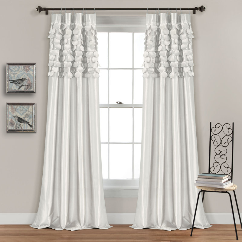 Semi Sheer Curtain Pair, White, 54"W x 95"L