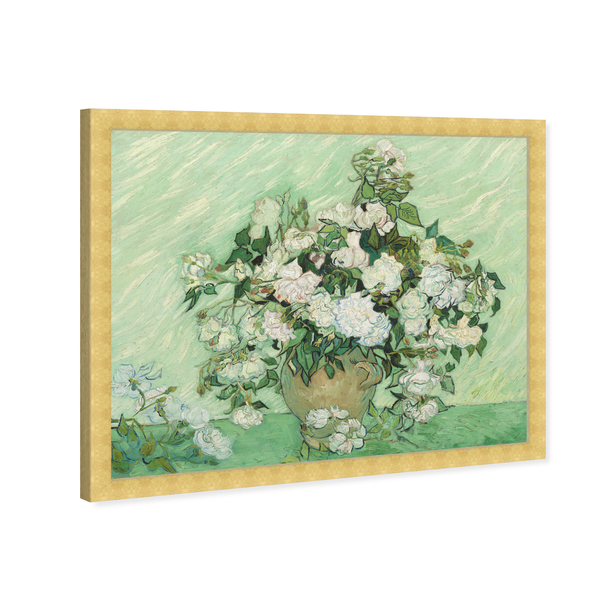 Van Gogh - Roses by Oliver Gal, 36" H x 48" W x 2" D, Gold