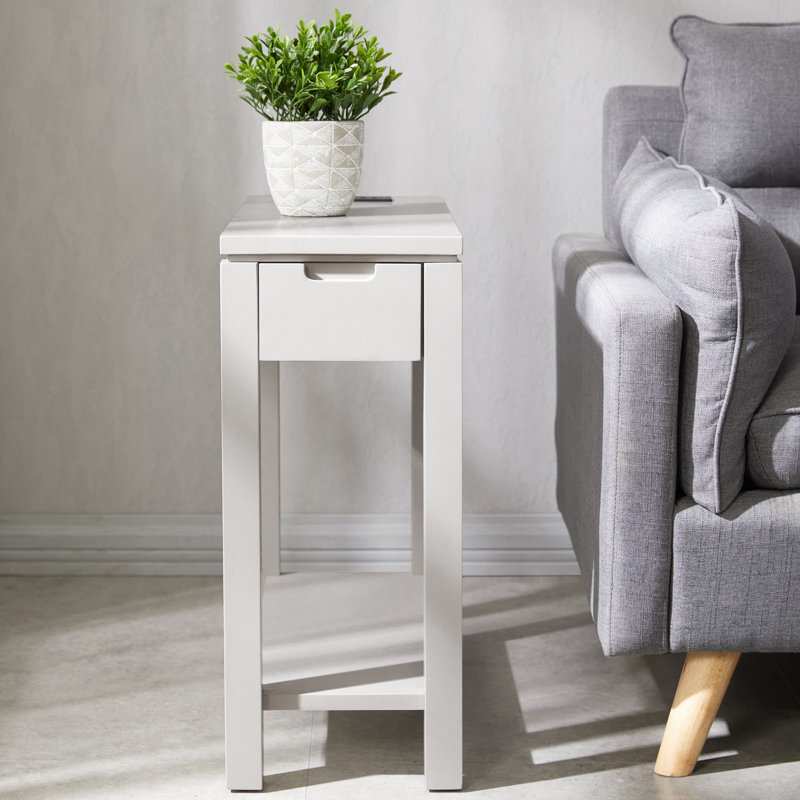Cade Solid + Manufactured Wood Side Table, Gray