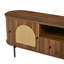 Meuble télé de style américain avec portes arquées en rotin, tiroirs, rangement dissimulé, pieds en acier, coins arrondis-133039713