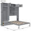 Grand lit escamotable mural avec armoire supérieure, tablettes et garde-robe, lit pliant peu encombrant