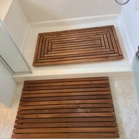 Union Rustic Cathrine Teak & Wood Shower Mat with Non-Slip Backing