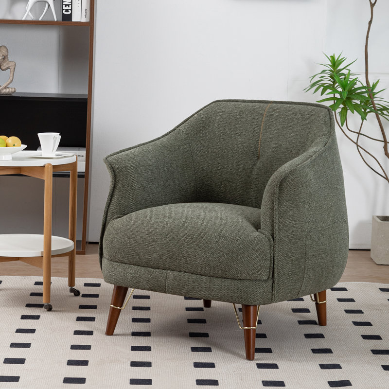 Chaise avec accoudoirs Modern Modern, fauteuil rembourré en tissu durable pour le salon, la chambre à coucher, pieds en bois massif, vert