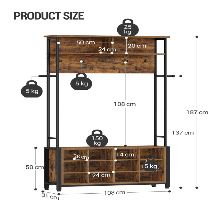 Hall Tree 108cm Wide