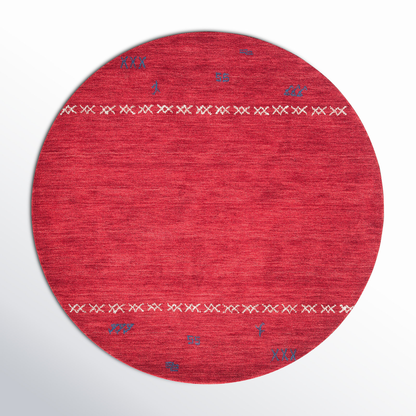Santiago Handmade Wool Red Rug, Round 4'