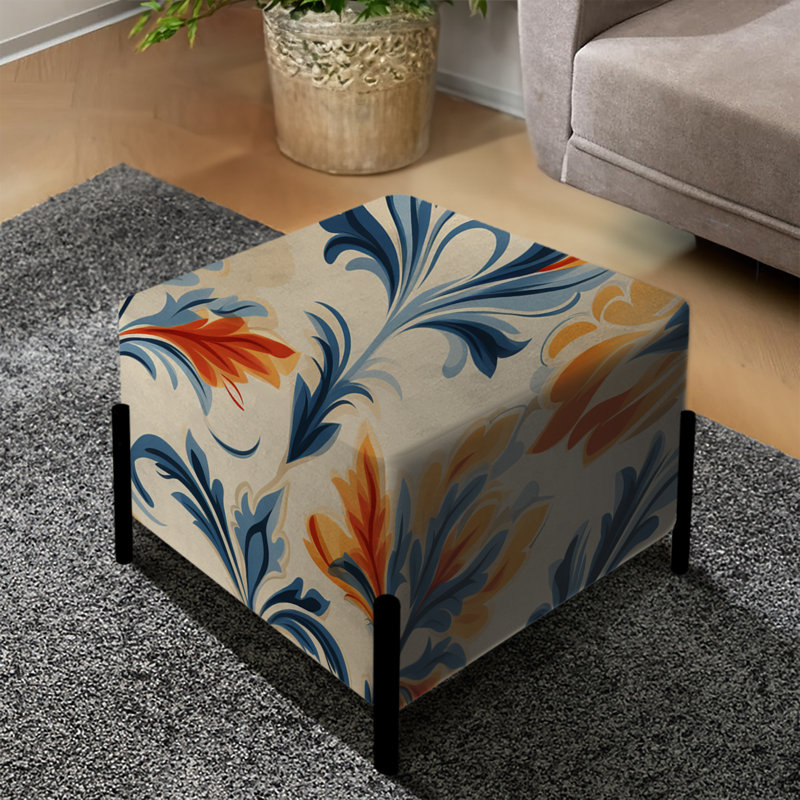 Splendeur de façade orange et bleue Ikat - repose-pieds carré Ikat