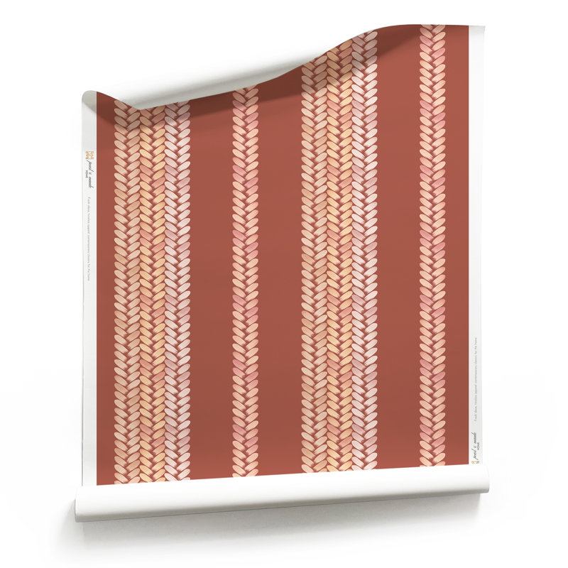 Peregrine | Woven Stripe Wallpaper Double Roll, Red/Pink