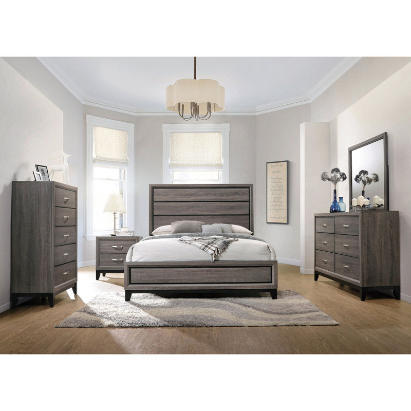 Table de chevet 2 tiroirs Grey Oak