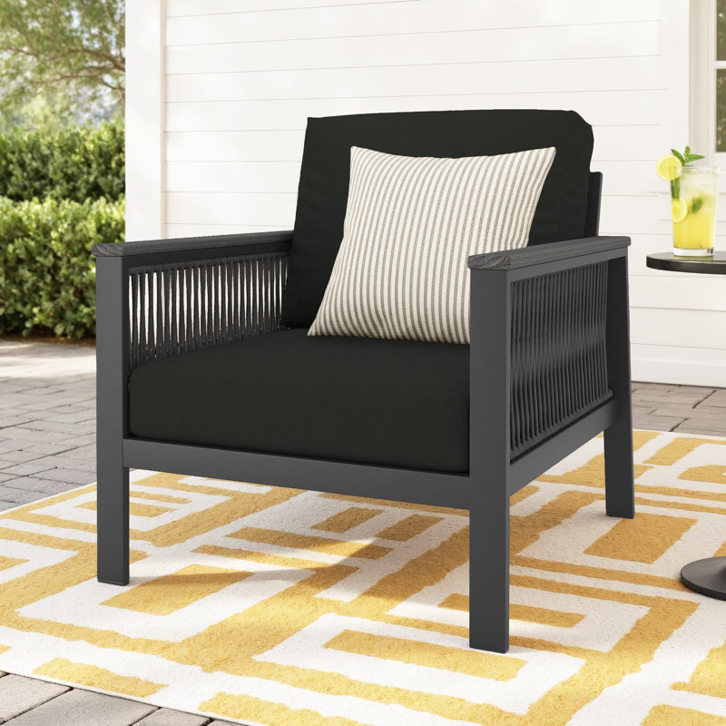 Townsend Metal Outdoor Lounge Chair with Sunbrella® Cushions, Canvas Black Sunbrella® Canvas
