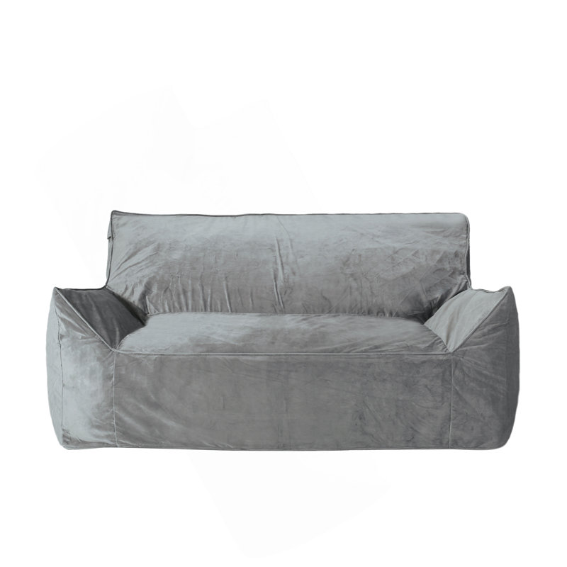 Grand canapé à billes en velours, Velours gris, H 32 po x l 42 po x P 40 po