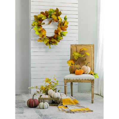 Ensemble de 12 décorations de table en érable vert et moutarde, 49 po