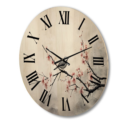 Horloge murale asiatique Asian Art Sumi Bird Serenity X