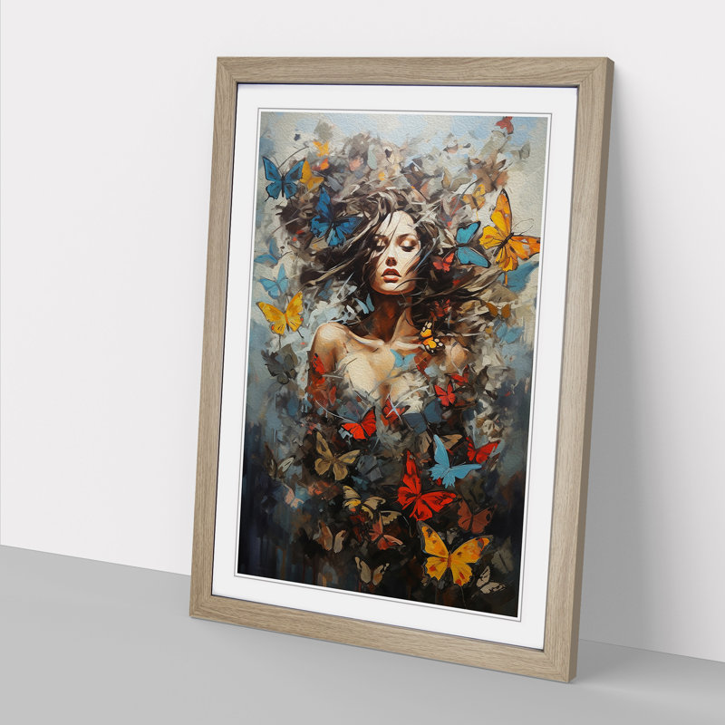 Butterfly Contemporary No.2 - Framed Print, 46cm H x 34cm W x 2cm D, Oak Framed