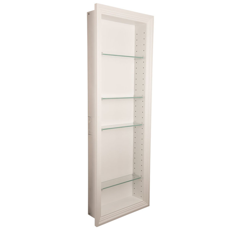 Tablette murale 5 pièces en bois massif avec tablettes réglables Normandy, H 42,5 po x l 15,5 po x P 3,5 po, Blanc