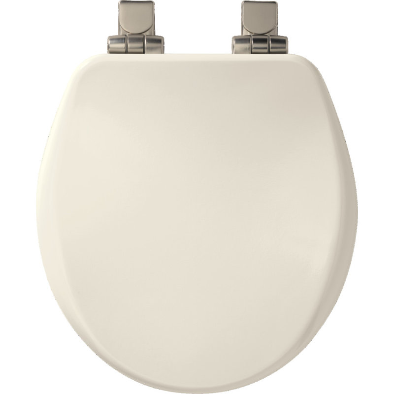 Siège de toilette rond en bois Alesio, Noir, Chrome