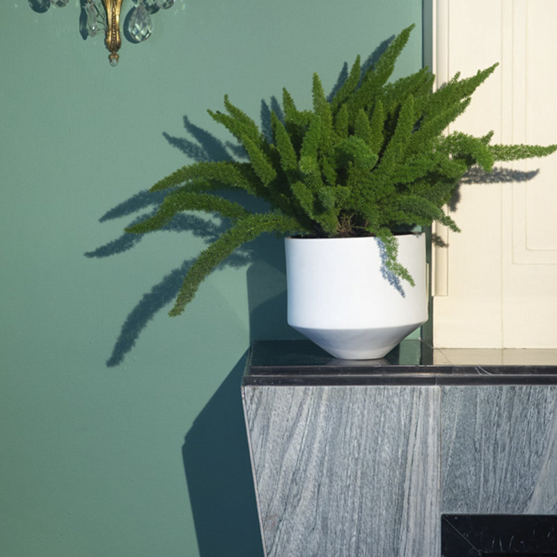 Handmade Ceramic Planter, White, 10.6" H x 11.8" W x 11.8" D